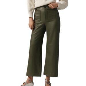 Maeve by‎ Anthropologie The Colette Vegan Leather Wide-Leg Pants Olive Green